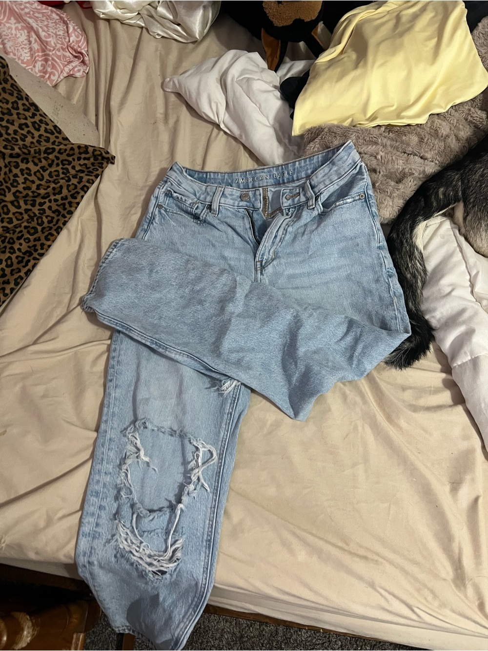American Eagle Outfitters Light Wash Mom Straight Jeans